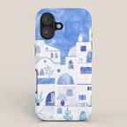 Santorini Greek Island Mediterranean Watercolor iPhone Case Gallery Image 1