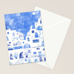 Santorini Greek Island Mediterranean Watercolor Stationery Card Gallery Image 2