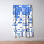 Santorini Greek Island Mediterranean Watercolor Window Curtain Gallery Image 3