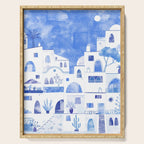 Santorini Greek Island Mediterranean Watercolor Serving Tray Gallery Image 1
