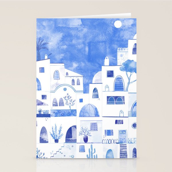 Santorini Greek Island Mediterranean Watercolor Stationery Card Gallery Image 2