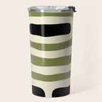 Abstract Geometric Rings 234 Black Olive Green and Beige Travel Mug Gallery Image 2