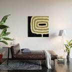 Abstract Geometric Rings 234 Black Olive Green and Beige Wood Wall Art Gallery Image 2