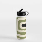Abstract Geometric Rings 234 Black Olive Green and Beige Water Bottle Gallery Image 1