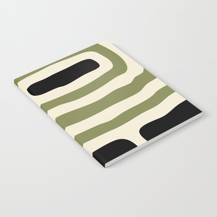 Abstract Geometric Rings 234 Black Olive Green and Beige Notebook Gallery Image 2