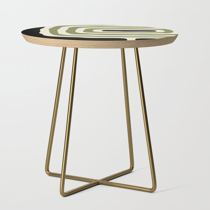 Abstract Geometric Rings 234 Black Olive Green and Beige Side Table Gallery Image 1