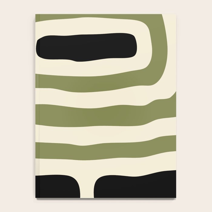 Abstract Geometric Rings 234 Black Olive Green and Beige Notebook Gallery Image 4