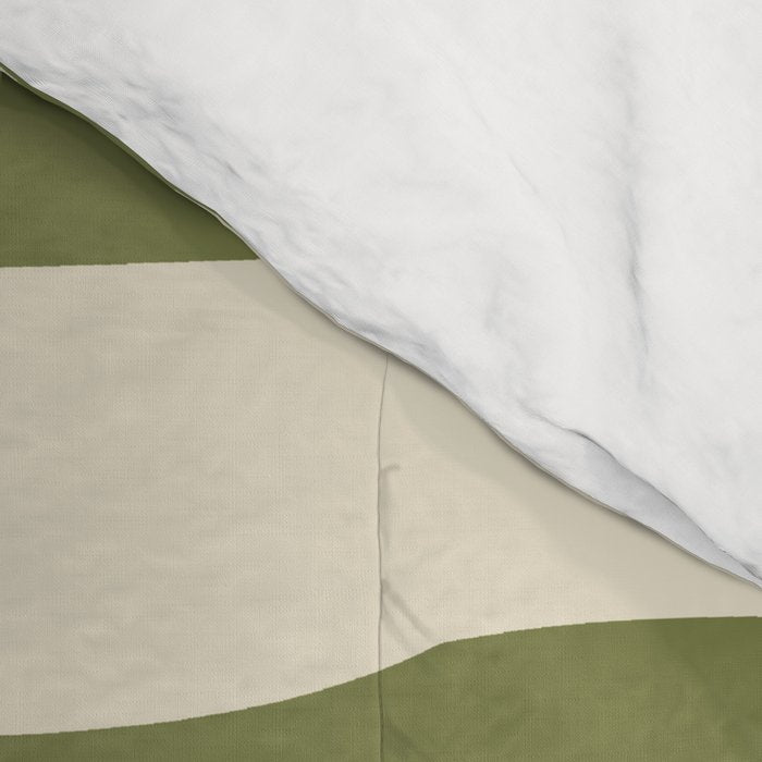 Abstract Geometric Rings 234 Black Olive Green and Beige Comforter Gallery Image 4