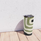 Abstract Geometric Rings 234 Black Olive Green and Beige Travel Mug Gallery Image 4