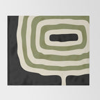 Abstract Geometric Rings 234 Black Olive Green and Beige Throw Blanket Gallery Image 2