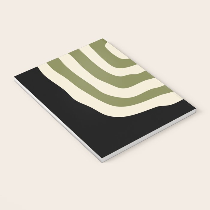 Abstract Geometric Rings 234 Black Olive Green and Beige Notebook Gallery Image 3