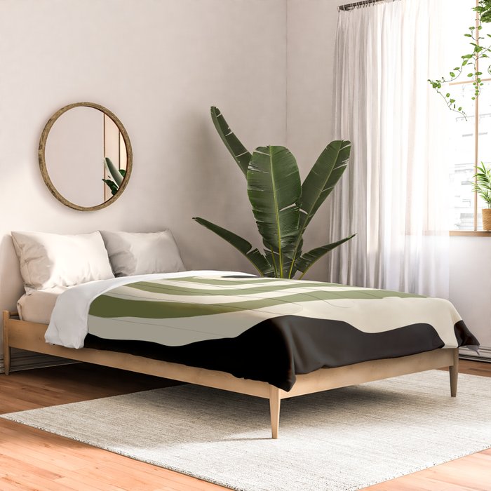 Abstract Geometric Rings 234 Black Olive Green and Beige Comforter Gallery Image 2