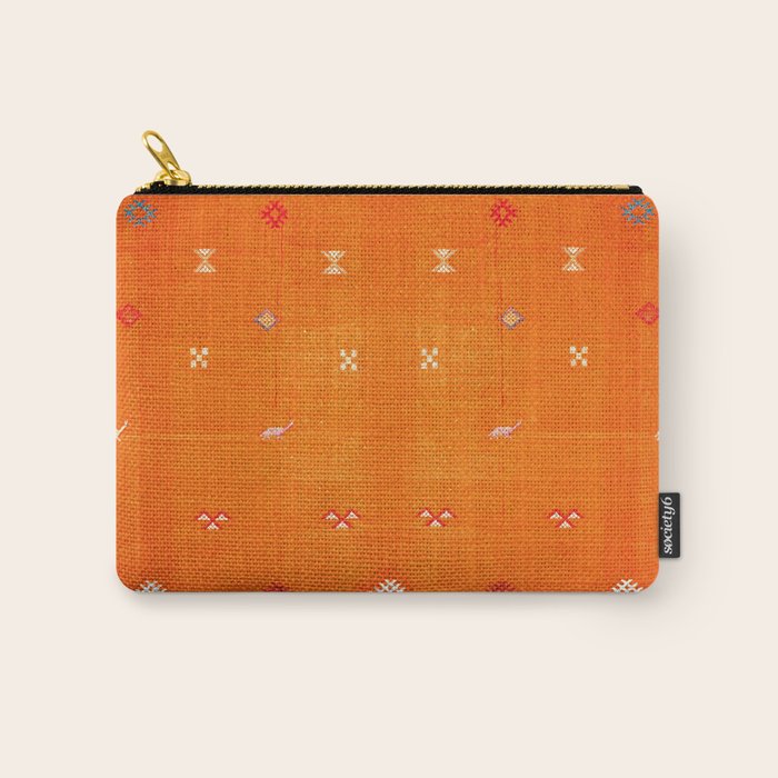 Orange Oriental Traditional Creative Berber Moroccan Fabric Style Carry All Pouch Gallery Image 1