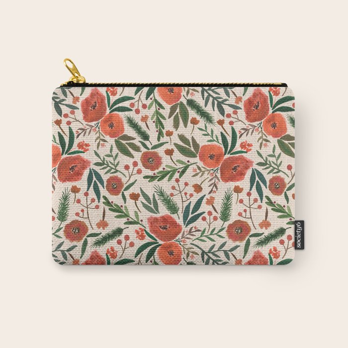 Christmas Floral Pattern Carry All Pouch Gallery Image 1