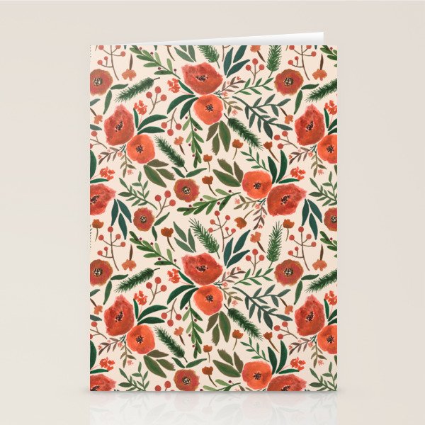 Christmas Floral Pattern Stationery Card Gallery Image 1