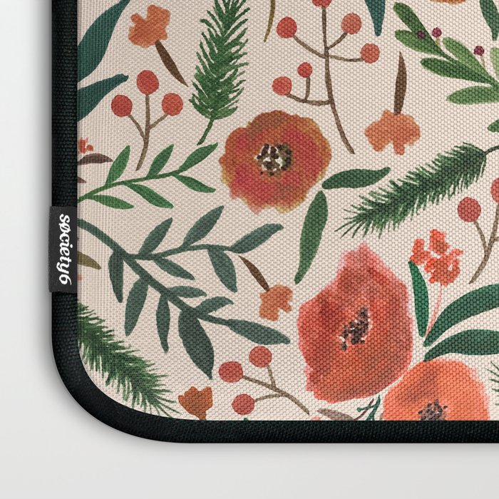 Christmas Floral Pattern Laptop Sleeve Gallery Image 3