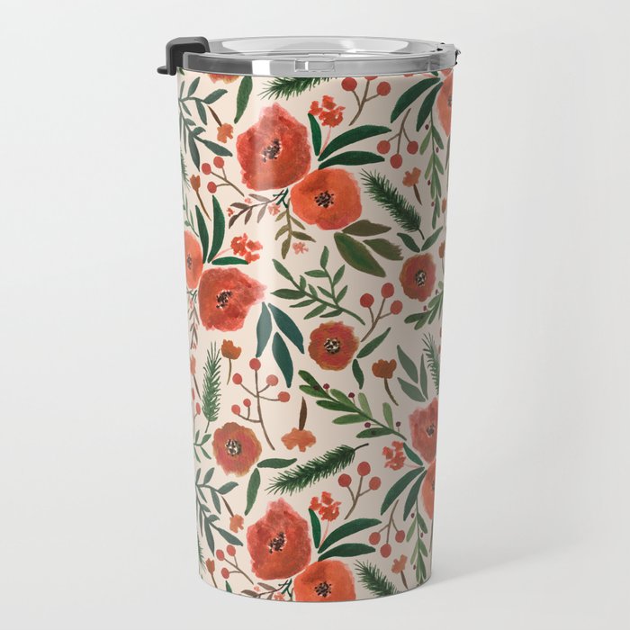 Christmas Floral Pattern Travel Mug Gallery Image 3