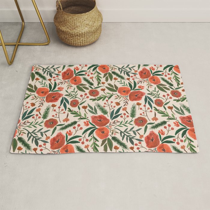 Christmas Floral Pattern Rug Gallery Image 1