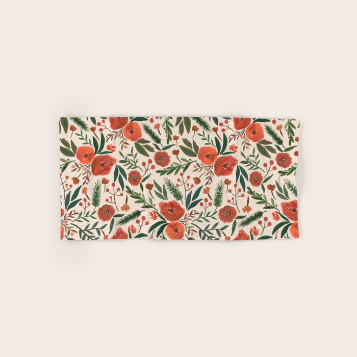 Christmas Floral Pattern Bath Towel Gallery Image 1