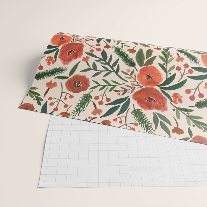 Christmas Floral Pattern Wrapping Paper Gallery Image 2