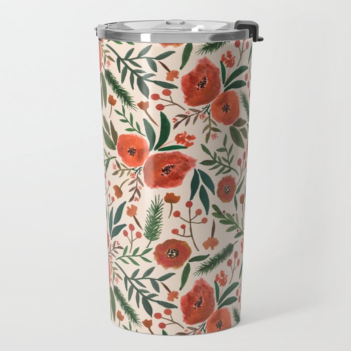 Christmas Floral Pattern Travel Mug Gallery Image 2