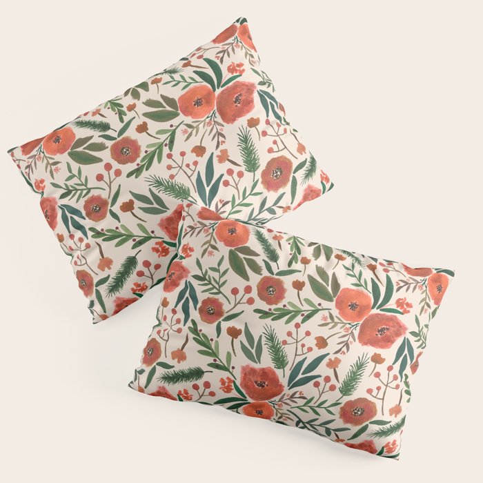 Christmas Floral Pattern Pillow Sham Gallery Image 1