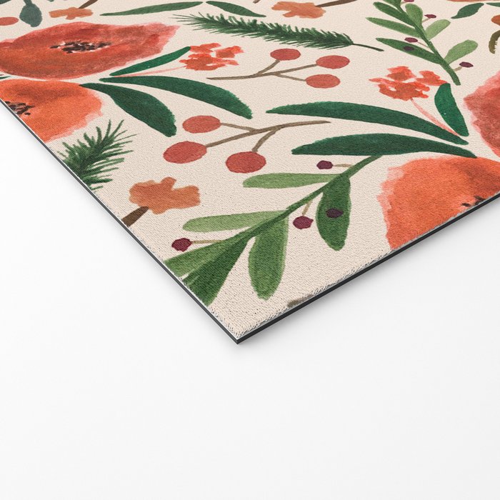Christmas Floral Pattern Welcome Mat Gallery Image 2