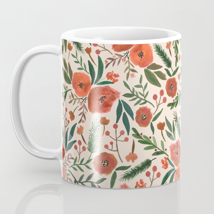 Christmas Floral Pattern Coffee Mug Gallery Image 3