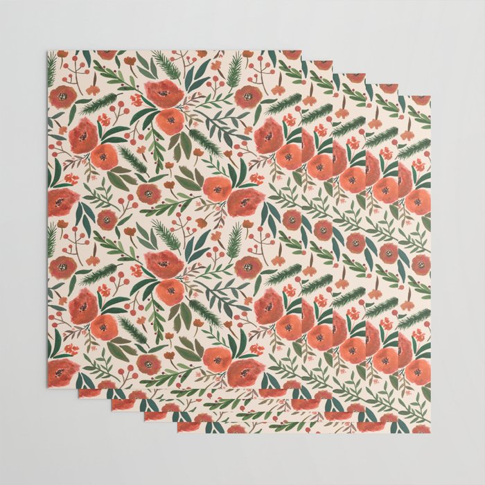 Christmas Floral Pattern Wrapping Paper Gallery Image 3