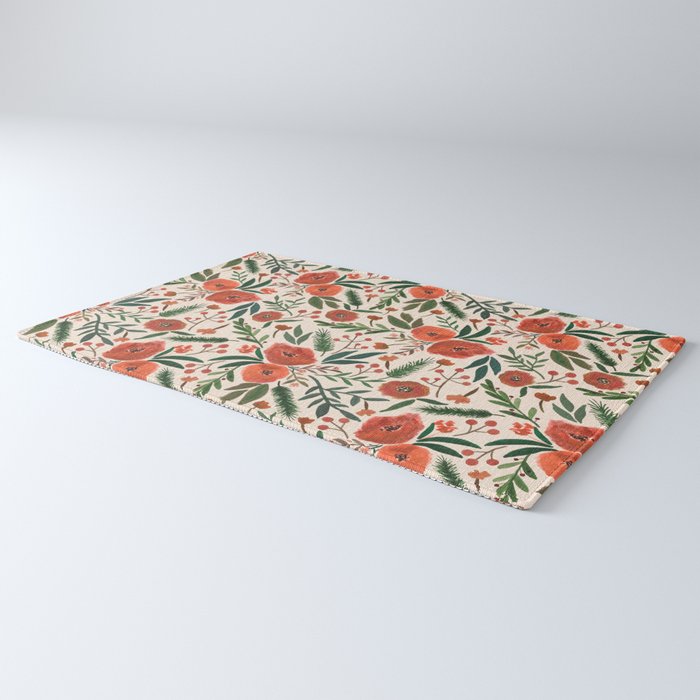 Christmas Floral Pattern Rug Gallery Image 3