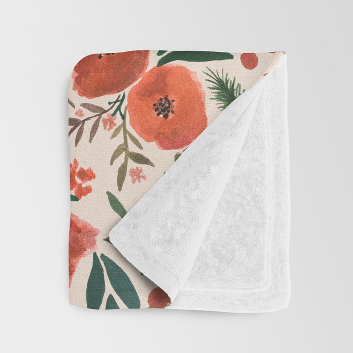 Christmas Floral Pattern Throw Blanket Gallery Image 3