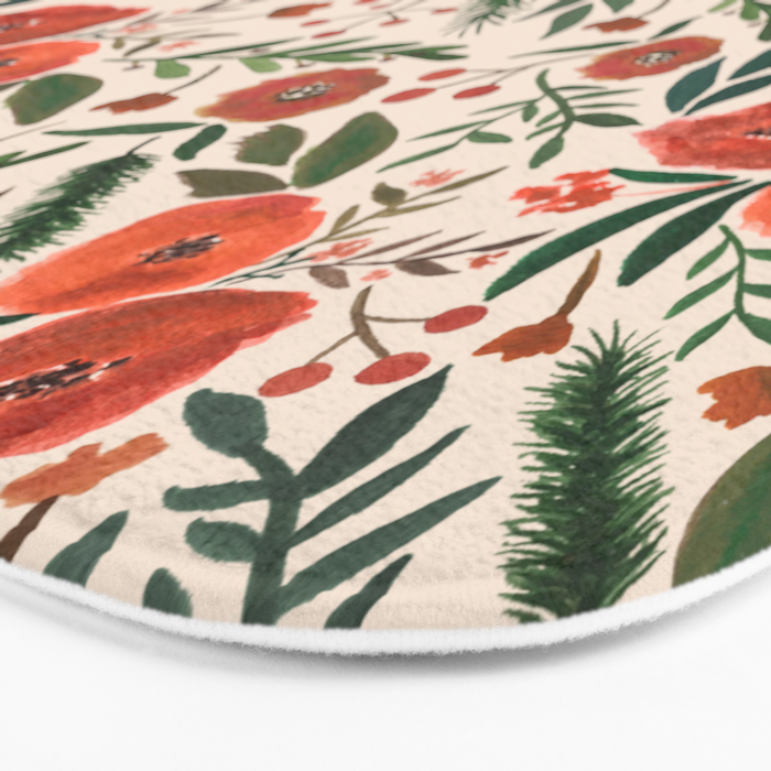 Christmas Floral Pattern Bath Mat Gallery Image 3