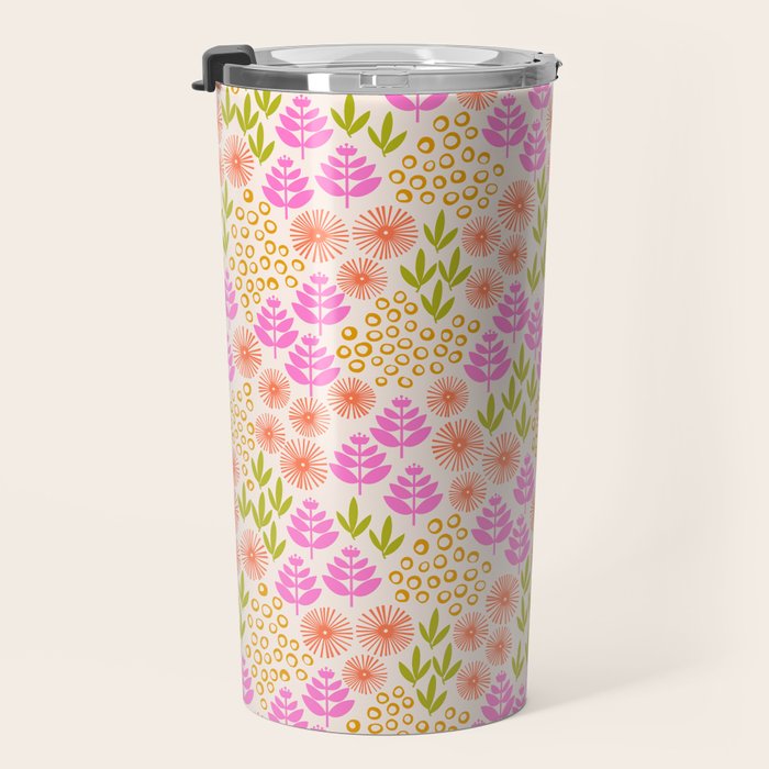 Retro Tropical Flora Pattern Travel Mug Gallery Image 3