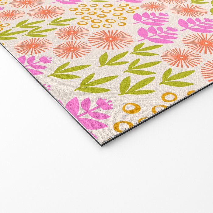 Retro Tropical Flora Pattern Welcome Mat Gallery Image 2