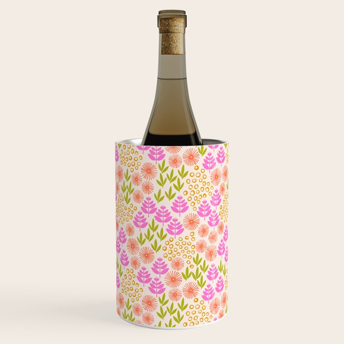Retro Tropical Flora Pattern Wine Chiller Gallery Image 1
