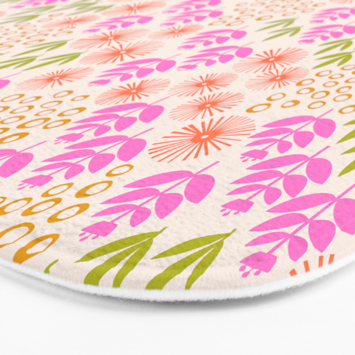 Retro Tropical Flora Pattern Bath Mat Gallery Image 3