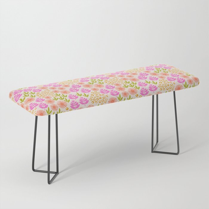 Retro Tropical Flora Pattern Bench Gallery Image 1
