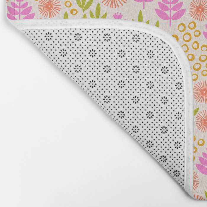 Retro Tropical Flora Pattern Bath Mat Gallery Image 2