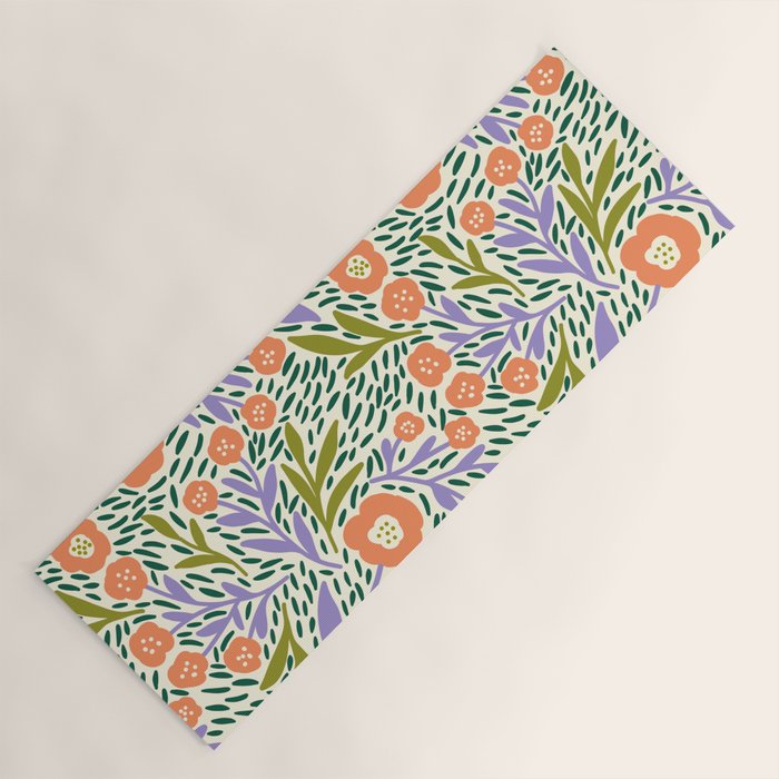 Botanical Garden - Peach, Lilac and Olive Green Yoga Mat Gallery Image 1