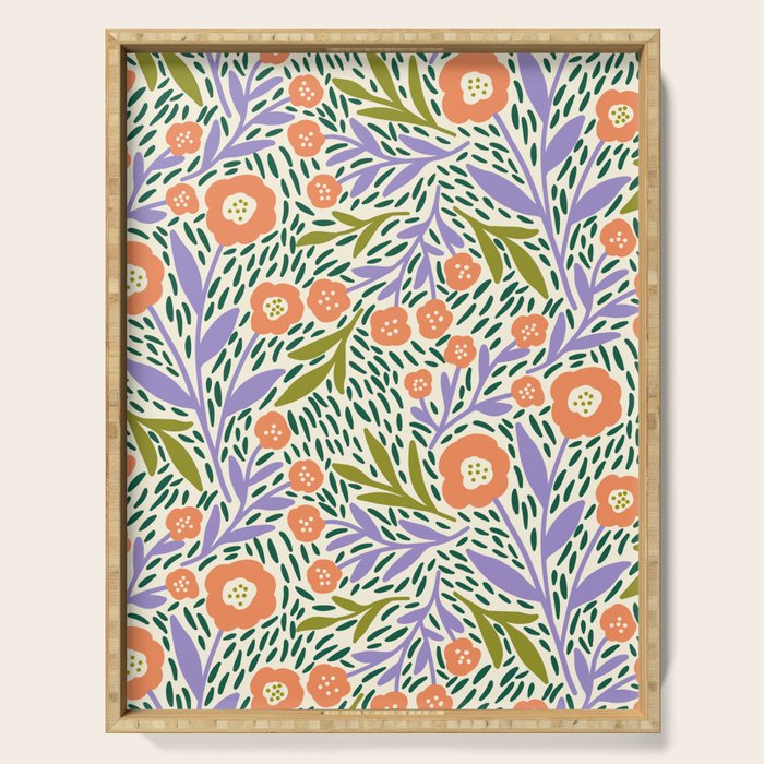 Botanical Garden - Peach, Lilac and Olive Green Serving Tray Gallery Image 1