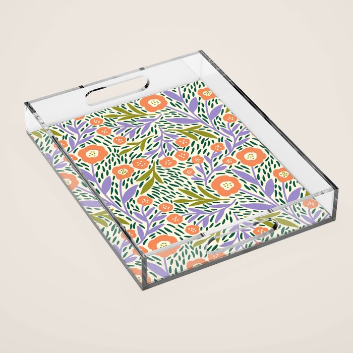 Botanical Garden - Peach, Lilac and Olive Green Acrylic Tray Gallery Image 1