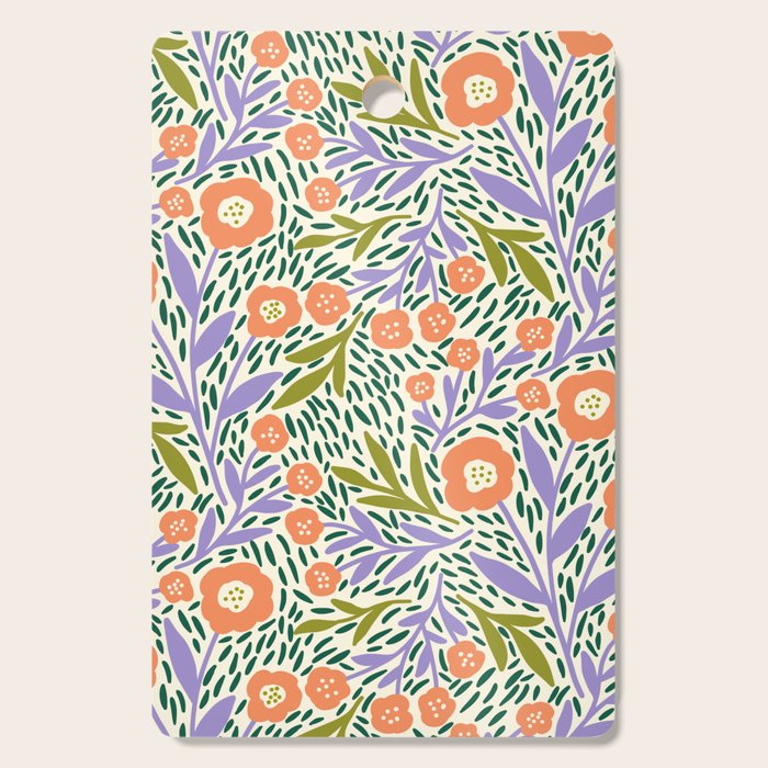 Botanical Garden - Peach, Lilac and Olive Green Cutting Board Gallery Image 1