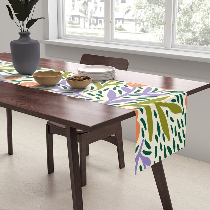 Botanical Garden - Peach, Lilac and Olive Green Table Runner Gallery Image 2