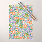 Botanical Garden - Peach, Lilac and Olive Green Wrapping Paper Gallery Image 1