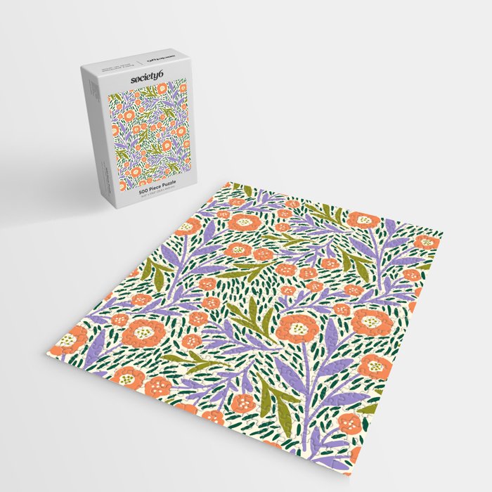 Botanical Garden - Peach, Lilac and Olive Green Jigsaw Puzzle Gallery Image 2