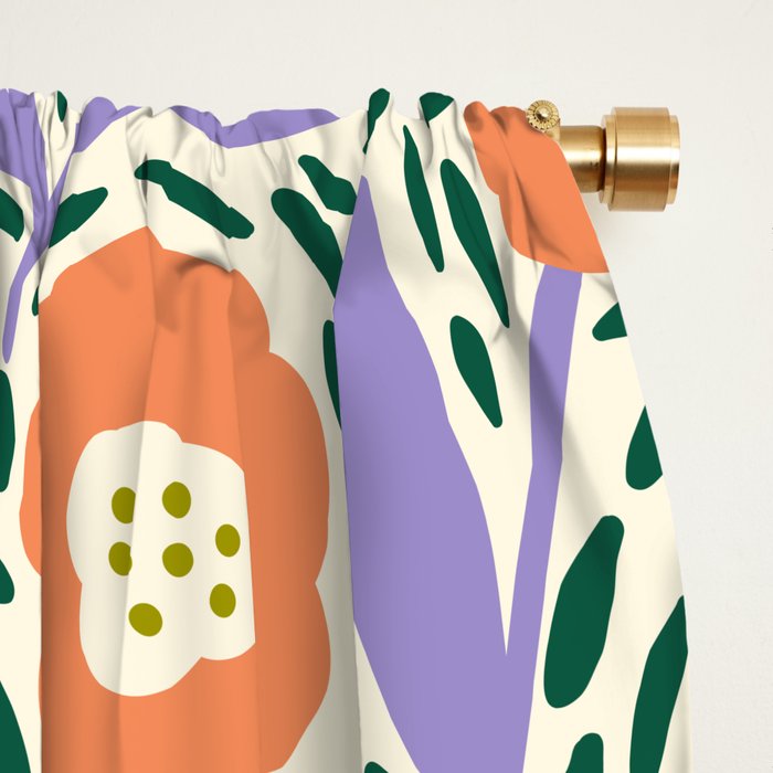 Botanical Garden - Peach, Lilac and Olive Green Window Curtain Gallery Image 2