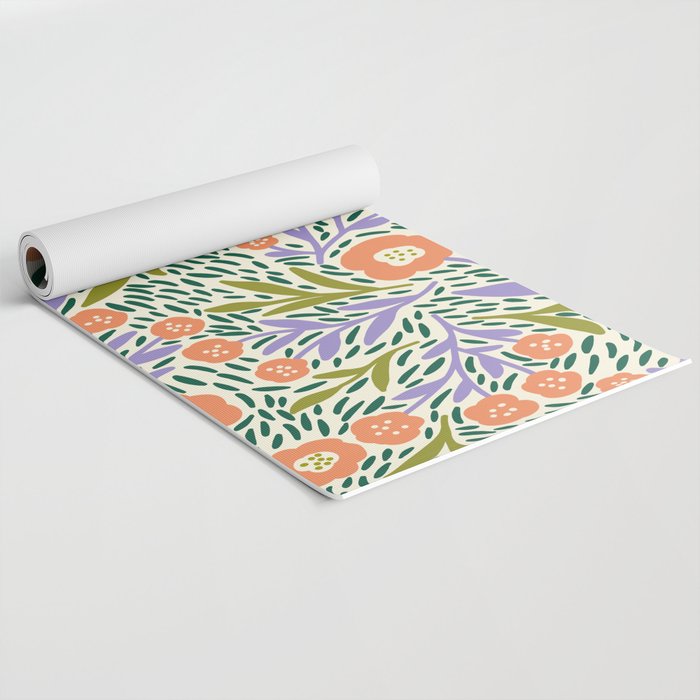 Botanical Garden - Peach, Lilac and Olive Green Yoga Mat Gallery Image 2