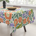 Botanical Garden - Peach, Lilac and Olive Green Tablecloth Gallery Image 3