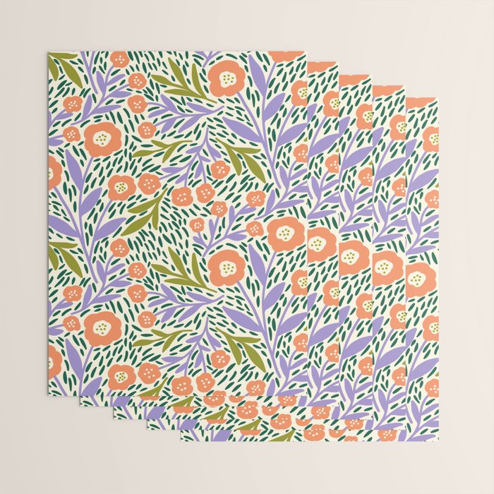 Botanical Garden - Peach, Lilac and Olive Green Wrapping Paper Gallery Image 3