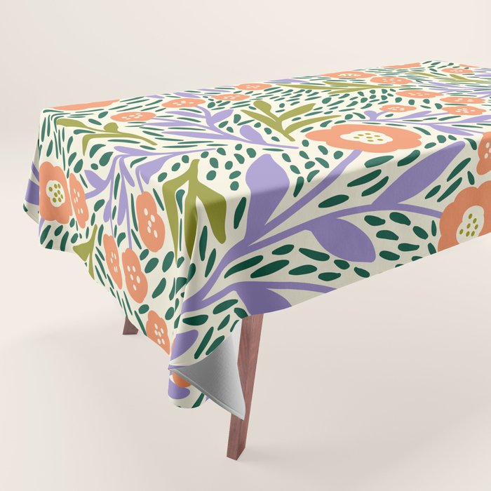 Botanical Garden - Peach, Lilac and Olive Green Tablecloth Gallery Image 1